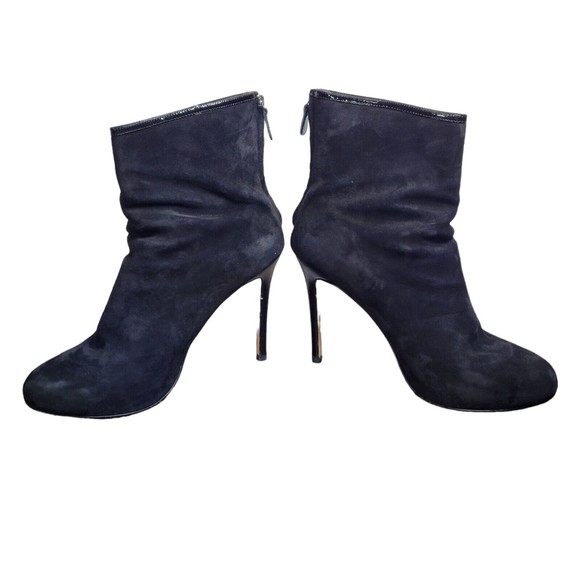 Ann Taylor Nadia Platform Black Suede Leather Zip Ankle Boots Size 10 - Picture 2 of 6